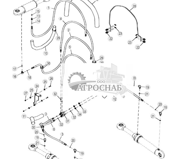 Трубопроводы цилиндров наклона и поворота отвала, механизированный поворотный отвал (PAT), длинная гусеница (LT) и низкое удельное давление на грунт (LGP) - ST880273 263.jpg